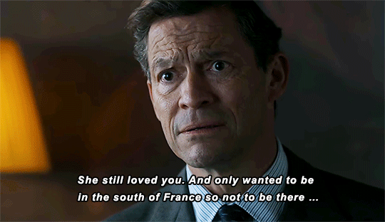 We see Charles' reaction - hurt and surprised - as William goes on to tell his father that Diana still loved him, and was only in the South of France to get away.