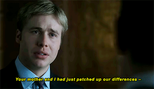 Charles goes on to tell William that he and his mother had just patched up their differences. William once again looks in disbelief that his father would have the nerve to claim this.