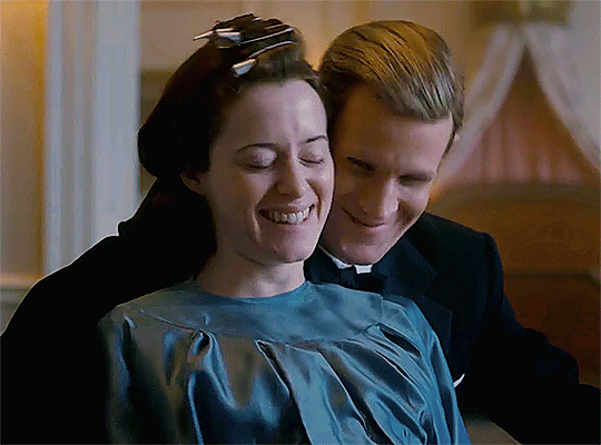 Claire Foy & Matt Smith's obvious chemistry as Elizabeth & Philip continued to be a highlight of Season 2 of The Crown. They are pictured here joking around and nuzzling during her on-screen pregnancy.